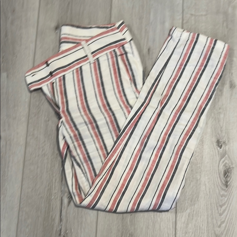 LOFT Red and Black Trousers with Vertical Stripes